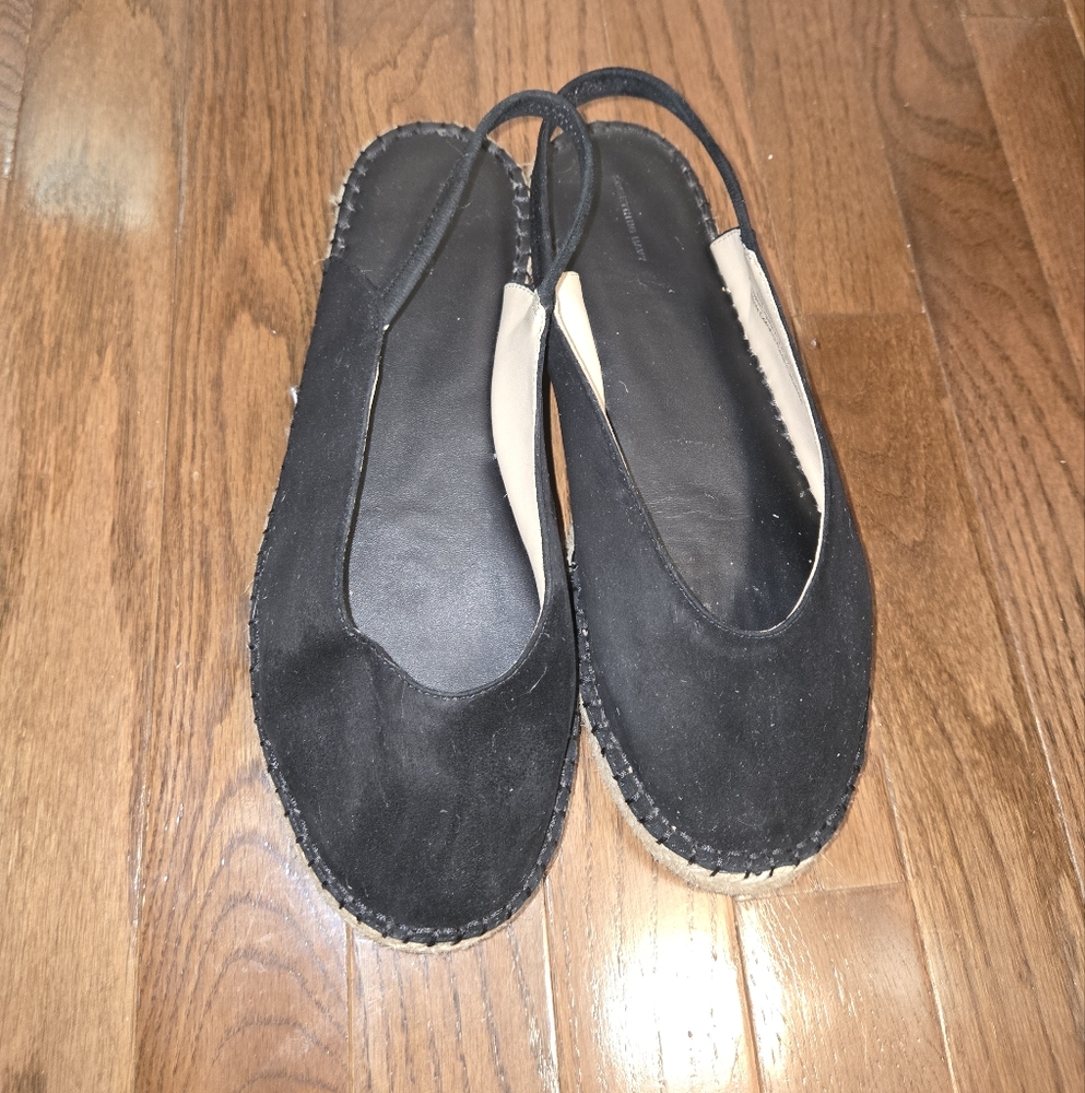 Cute SIZE 9.5 Black and Cream Slingback Espadrilles